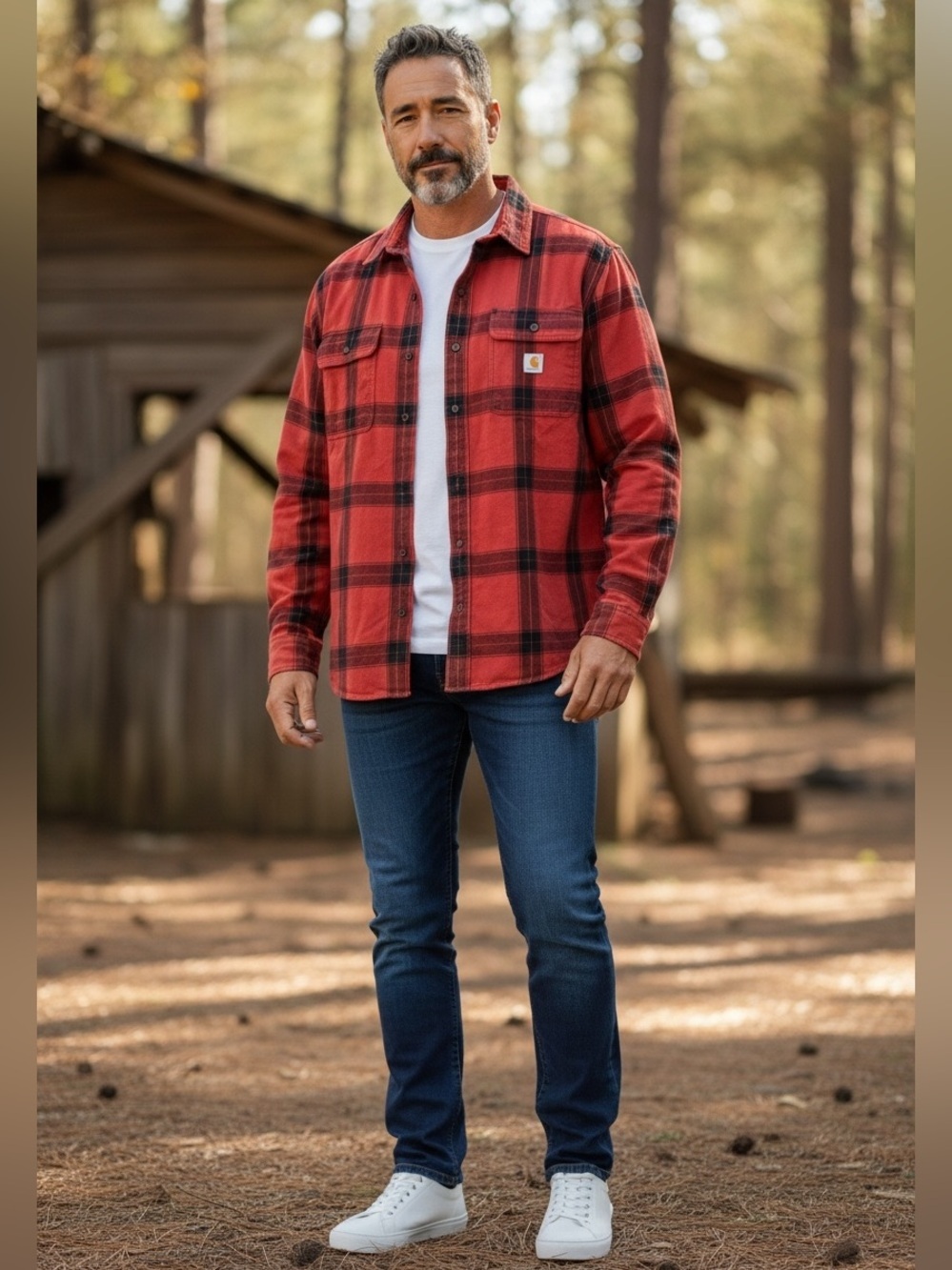 Carhartt Workwear Heavyweight Flannel Red and Black Plaid Shirt